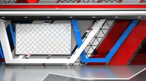 TV On Wall.3D Virtual News Studio Background, 3d illustration Illustration