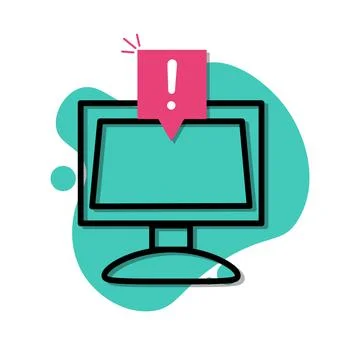 Tv with warning comment or error notice, vector flat design. Illustrazione stock