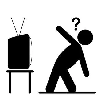 TV yoga tutorial lesson man pictogram flat icon isolated on whit Stock Illustration