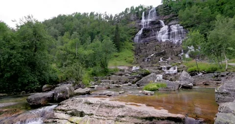 Tvindefossen waterfall Stock Footage 284352022