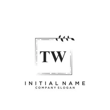 TW Initial handwriting logo design Illustrazione stock