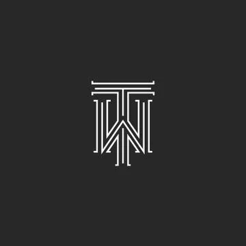 TW letters logo medieval monogram black and white combination intersection in Stock Illustration