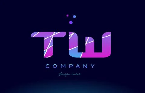 Tw t w  colored blue pink purple alphabet letter logo icon vector Stock Illustration