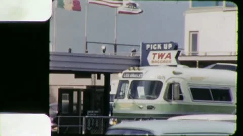 TWA SHUTTLE BUS LAX Terminal Airport 1960 (Vintage Film Home Movie) 5328 Stock Footage 12409881