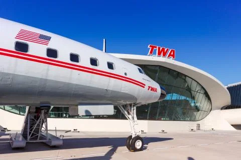 TWA Trans World Airlines Lockheed L1649A Starliner airplane New York JFK airp Stock Photos