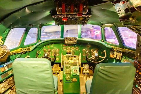 TWA Trans World Airlines Lockheed L1649A Starliner Connie airplane cockpit Ne Stock Photos