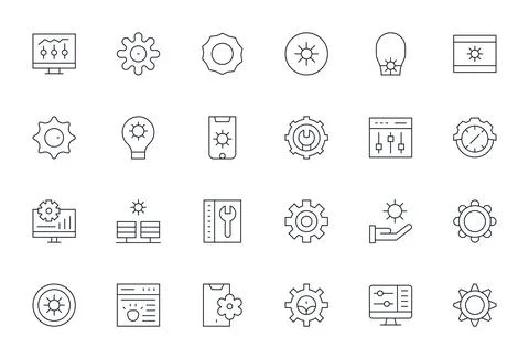 Tweak Premium Vector Bundle with 24 128x128 Pixel Optimized Thin Line Icons Stock Illustration