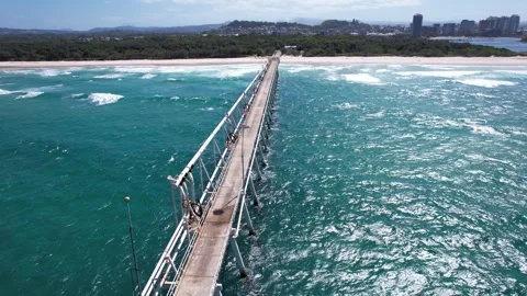 Tweed Sand Bypass System Jetty At The Spit On The New South Wales, Australia. - 스톡 동영상 332241844