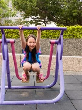 Tween girl on stepping machine Stock Photos