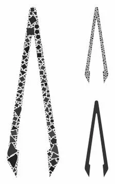 Tweezers Composition Icon of Bumpy Elements Stock Illustration