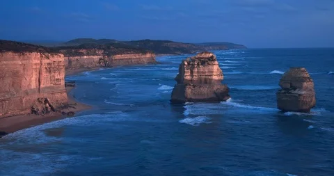 Twelve Apostles, after sunset, Australia Stock Footage 123062753