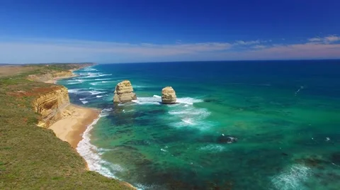 Twelve Apostles, Australia. Stunning aerial view Stock Footage