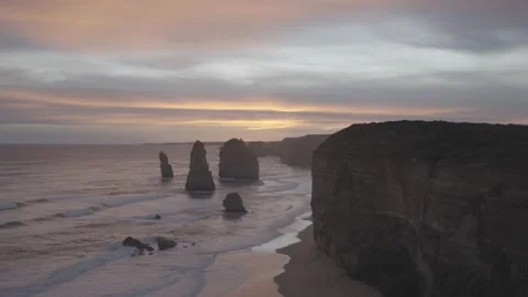 Twelve Apostles Soft Light Sunset 1 Stock Footage 167747944