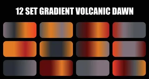 Twelve gradient volcanic dawn color set vector illustration featuring vibrant Stock Illustration