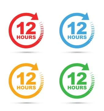 Twelve hour icon set Illustrazione stock