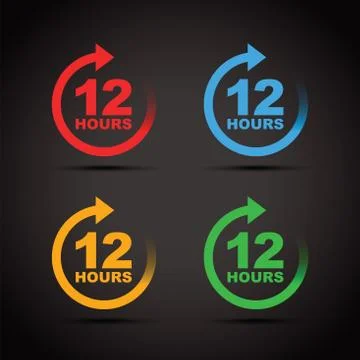 Twelve hour icon set Stock Illustration