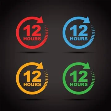 Twelve hour icon set Stock Illustration