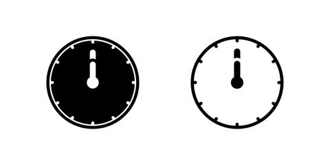 A twelve oclock analog clock icon, ideal for representing midday, noon, lun.. Stock Illustration