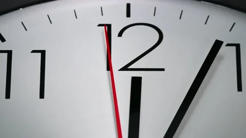 Twelve o'clock Second hand moves slowly. Stock Footage 147422960