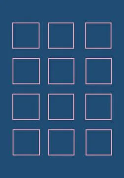 Twelve pink outlined frames with copy space on blue background Illustrazione stock