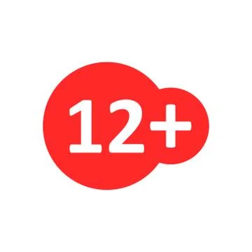 Twelve plus icon in flat style. 12+ vector illustration on white isolated bac イラスト素材