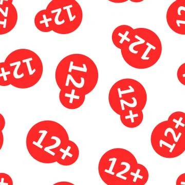 Twelve plus icon in flat style. 12+ vector illustration on white isolated bac Stockillustratie