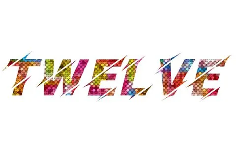 Twelve text image stock design in colorful style letters Stock Illustration