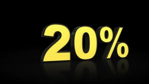 Twenty 20 % percent 3D rendering Illustrazione stock