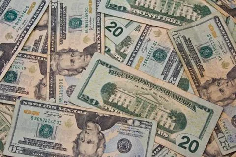 Twenty dollar bills for abstract background Stock-Fotos