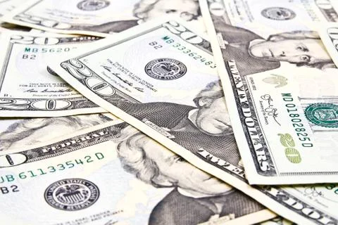Twenty Dollar Bills for background Stock Photos