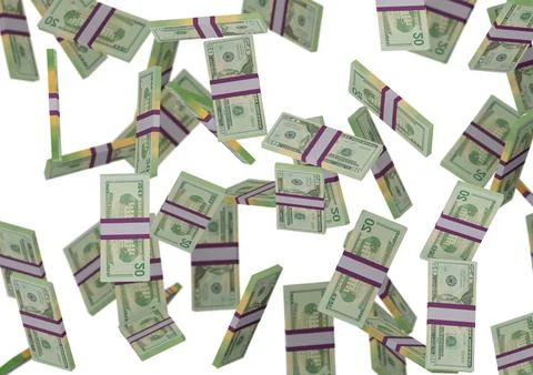 Twenty dollar stack of money, 3D render, illustration, Dollar Bills isolated Illustrazione stock