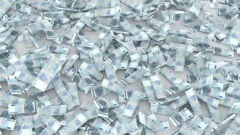 Twenty euro stacks of banknotes fall Stock Footage 151606259