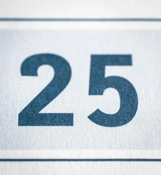 Twenty five calendar date Foto stock