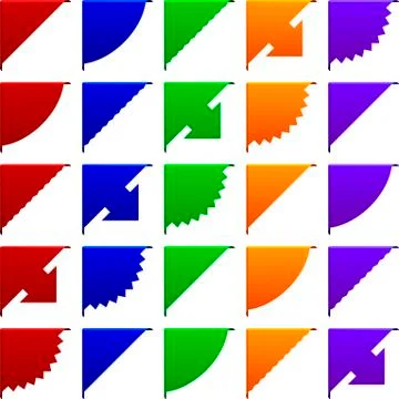 Twenty five page corners whit different shapes and colors. Stock Illustration