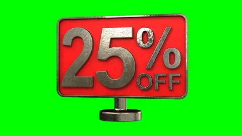 Twenty five percent off discount rotating panel Stock Footage 138541189