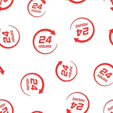 Twenty four hour clock icon seamless pattern background. Business concept vec Illustrazione stock