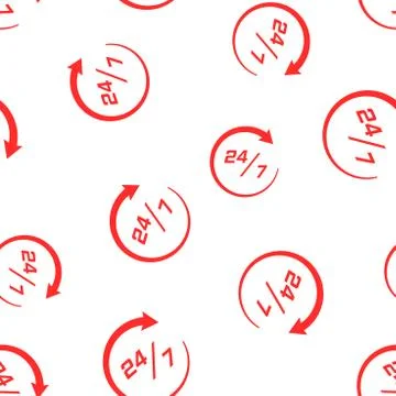 Twenty four hour clock icon seamless pattern background. Business concept vec Stock Illustration