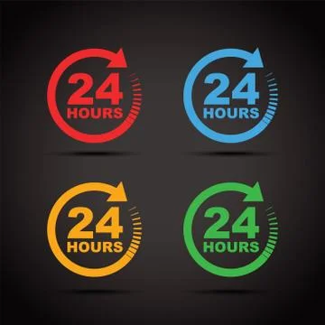 Twenty four hour icon set Stock Illustration
