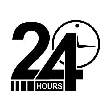 Twenty four hour icon Vector Illustration for web and app. 24 hour logo. 스톡 일러스트