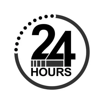 Twenty four hour icon Vector Illustration for web and app. 24 hour logo. Stock Illustration