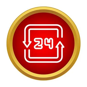Twenty four hours service round red button Stock Illustration