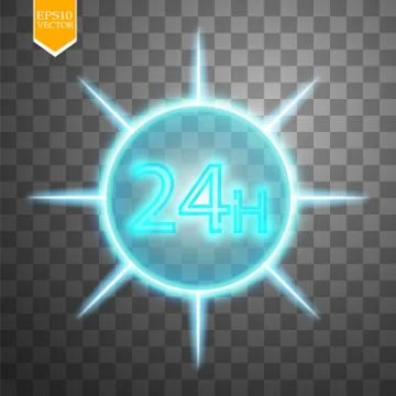 Twenty four seven concept open all days.Illustration of Vector Neon Sign. Open Illustrazione stock