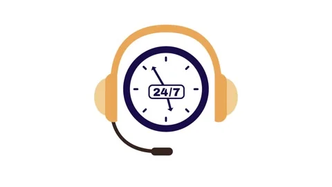 Twenty four by seven customer support call center helpdesk animation Stock Footage 241833131