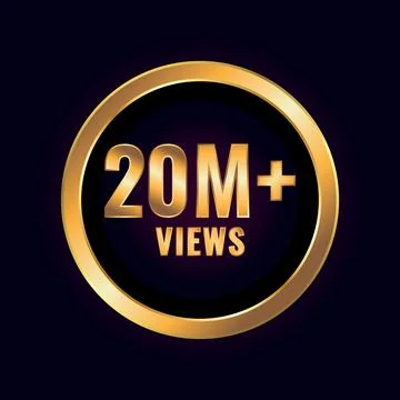 Twenty Million Plus Views. Millions Views Isolated Luxury Label Vector Stock Illustration