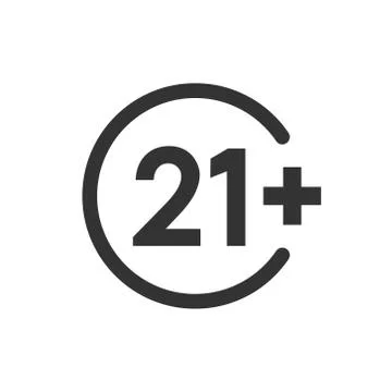 Twenty one plus icon in flat style. 21+ vector illustration on white isolated イラスト素材