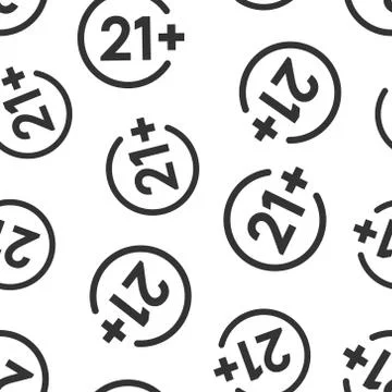 Twenty one plus icon in flat style. 21+ vector illustration on white isolated Stock Illustration