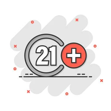 Twenty one plus icon in flat style. 21+ vector illustration on white isolated Illustrazione stock