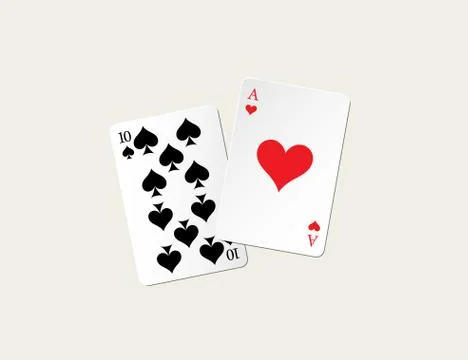 Twenty one points blackjack combination. Vector gambling illustration. Stock Illustration