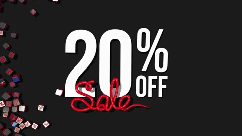 Twenty Percent Off 3D Render with Shiny &amp; Metal Materials, Special Sale Offer Stock Footage 190369392