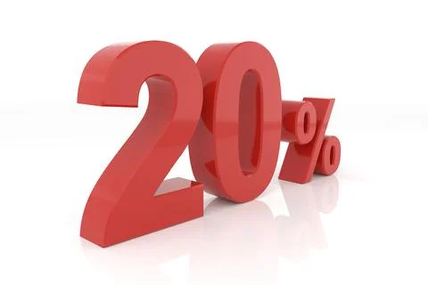 Twenty percent. 3D rendering. Stock Illustration